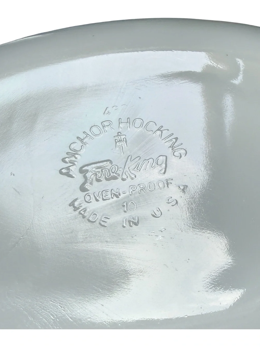 Fire King Milk Glass Casserole Dish w/ Cornflower Design- Size 10 (433)